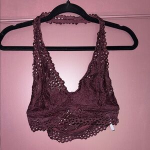 Retro aerie Lace halter bralette - Burgundy